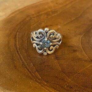 James Avery Spanish Birthstone Ring with Aqua Spinel, Size 6.5